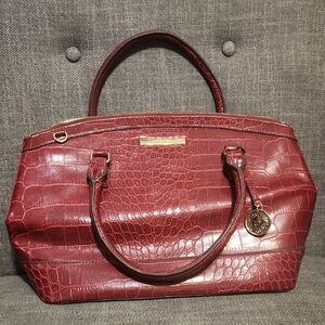 Large Red Faux Crocodile Leather Purse Anne Klein